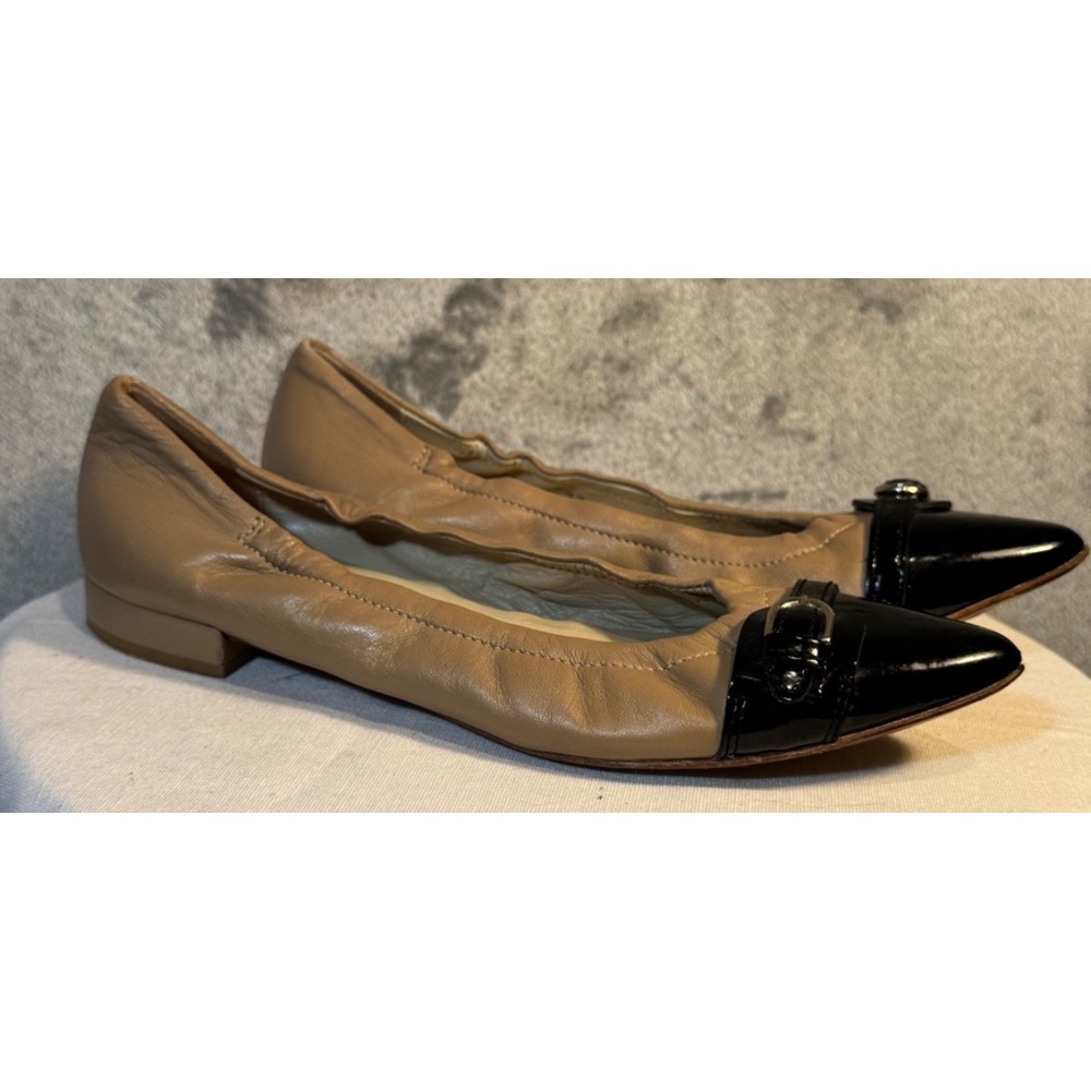 AGL size 37 pointed cap toe leather ballet flats cream shoes fairy core academia
